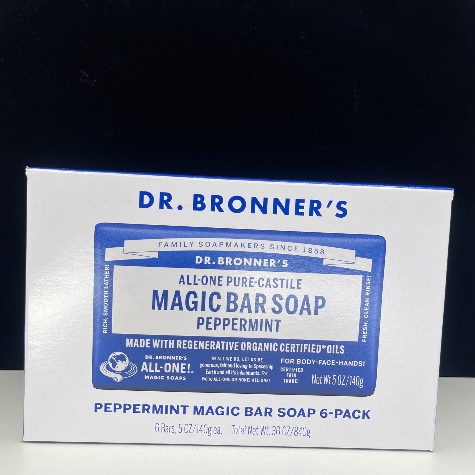Dr. Bronner’s All-One Pure-Castile Peppermint Magic Bar Soap 6-Pack 5 oz Bars