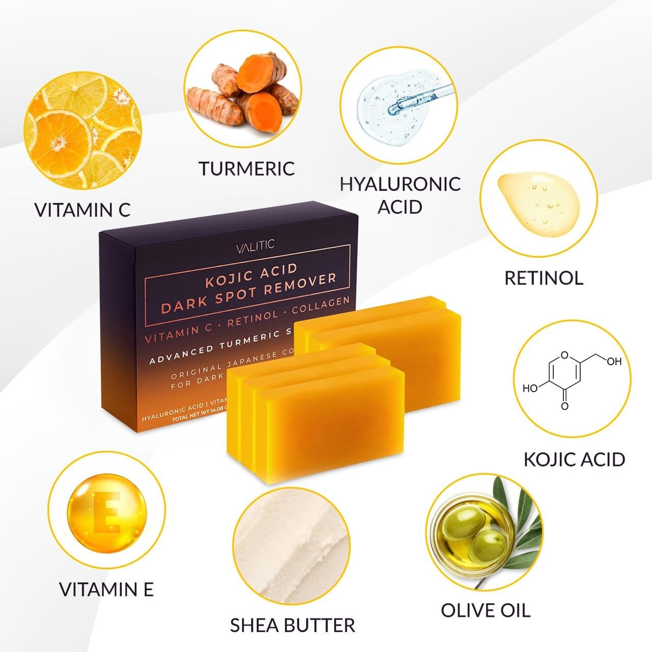Revitalizing Kojic Acid Soap with Turmeric & Shea Butter – 5 Bars for All Skin
