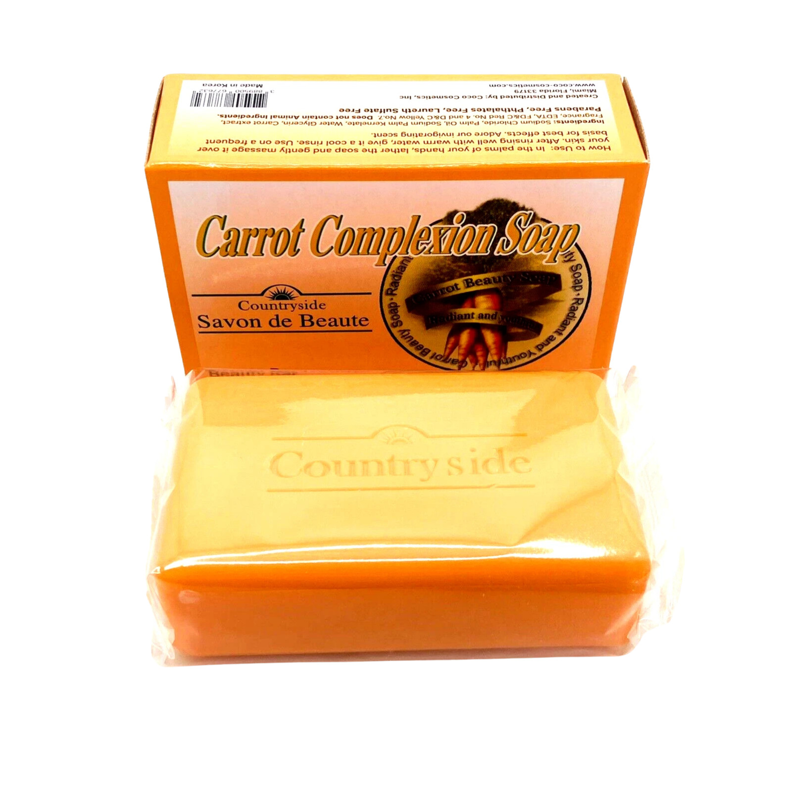 6x Carrot Extract Bar Soap Helps Cleanse Pores & Improve Skin Tone 4.4 oz