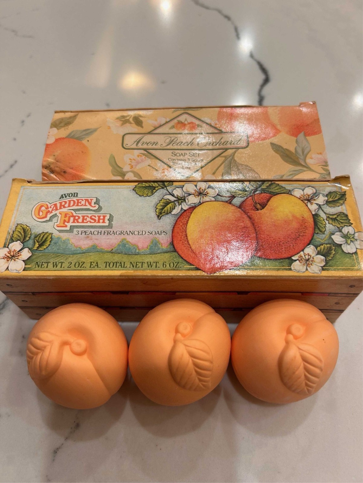 Vintage Avon Garden Fresh & Peach Orchard Guest Soaps (6) w/ Boxes