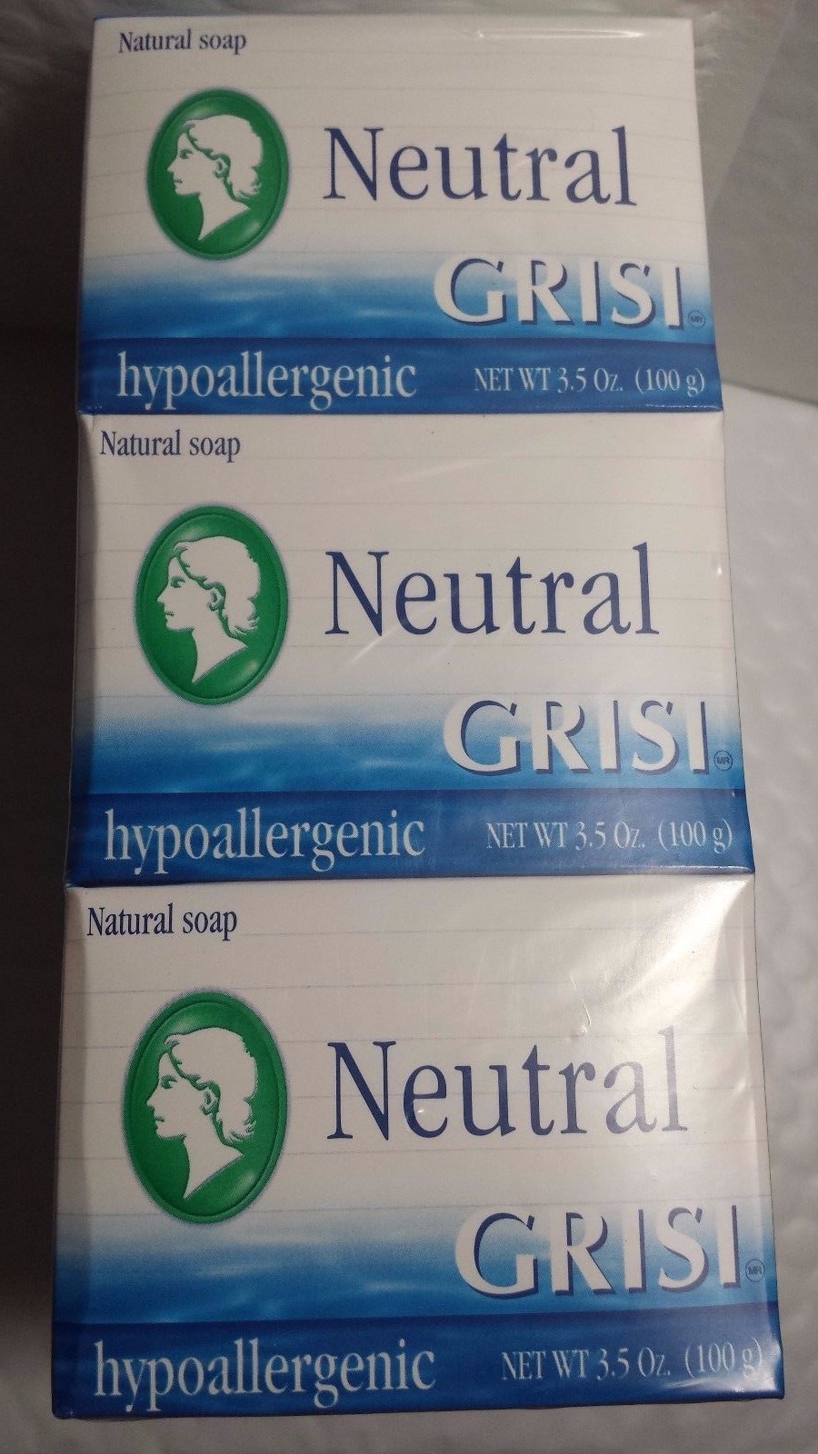12 NATURAL SOAP NEUTRAL GRISI HYPOALLERGENIC NET WT 3.5 OZ EACH JABON NEUTRO