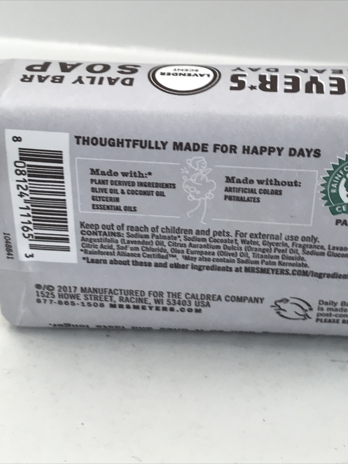 Mrs. Meyer’s LAVENDER SCENT~OLIVE & COCONUT OILS~DAILY BAR SOAP 5.3 OZ NIP
