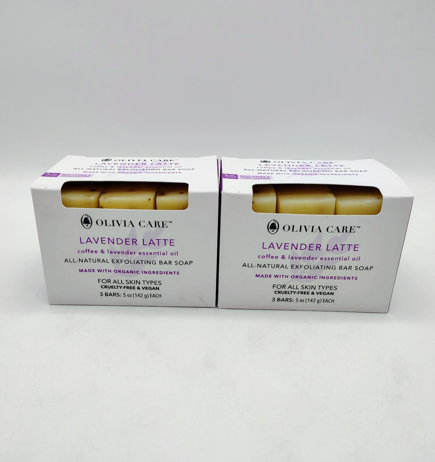 6 Bars OLIVIA CARE Lavender Latte Exfoliating Bar Soap Set 5oz Each