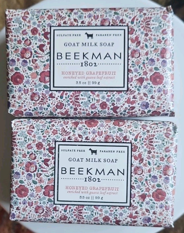 2 Sealed Beekman 1802 Honeyed Grapefruit Pure Goat Milk Soap Bar 3.5 Oz Each New