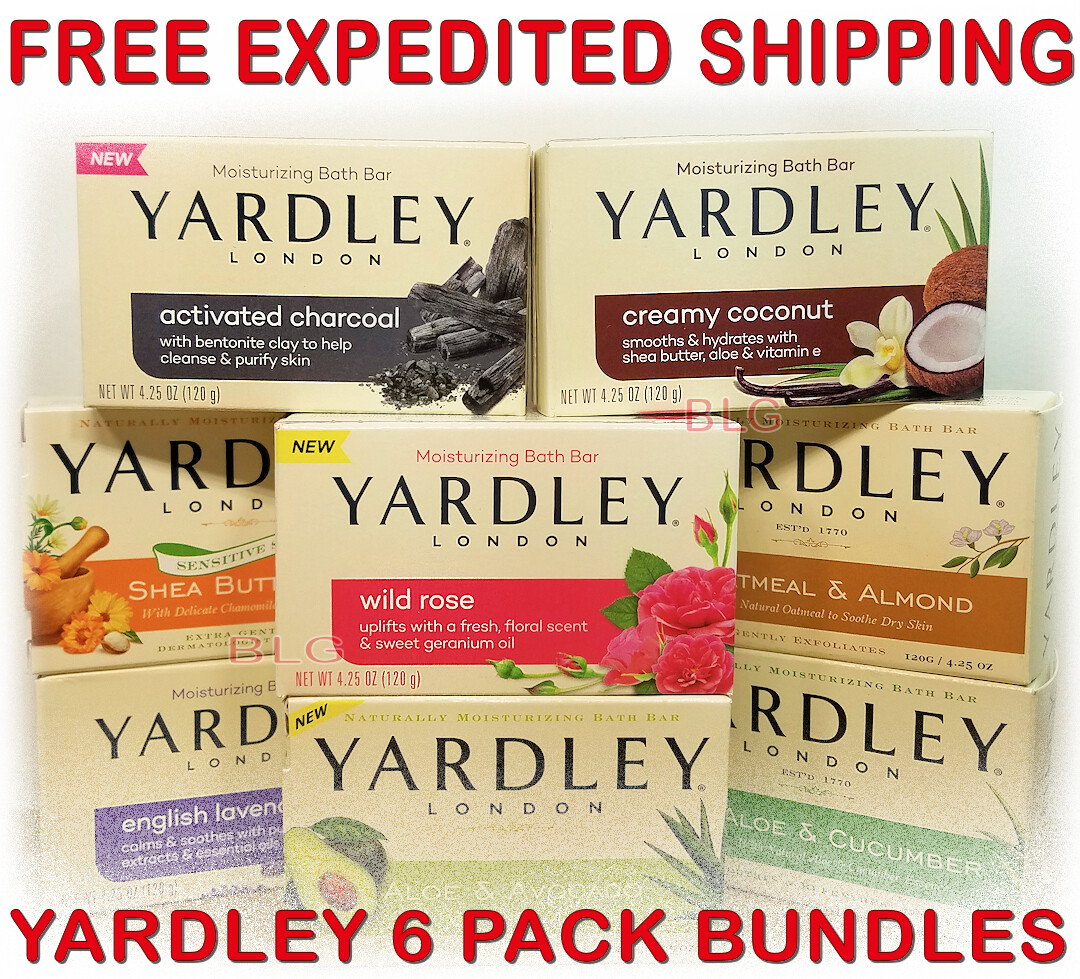 Yardley London Soap 4.25oz Bars Lavender Aloe Coconut Rose Hand Face Body 6 Pack