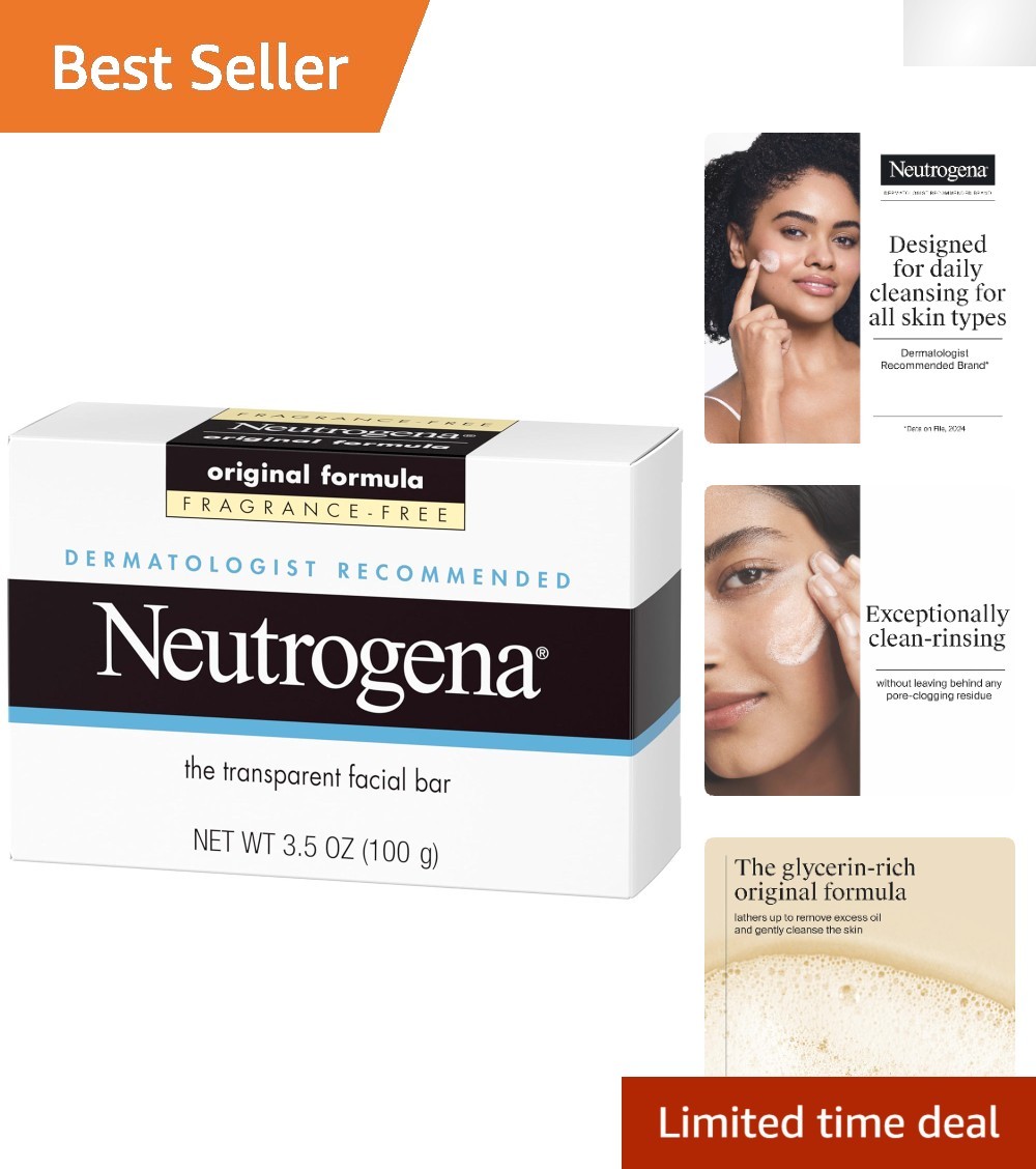 3.5 oz Neutrogena Facial Cleansing Bar, Hypoallergenic & Pore-Cleaning Formula