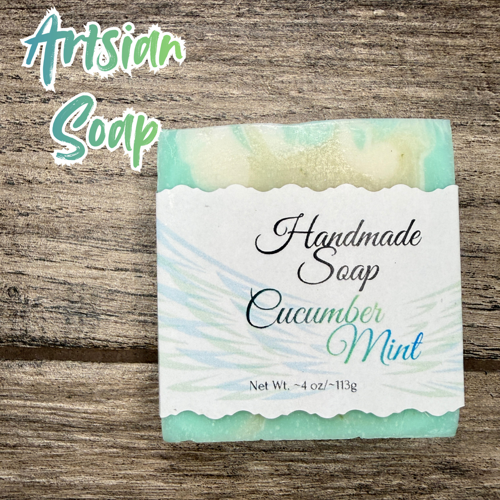 Handmade Cucumber Mint Soap Bar with Grass Fed Beef Tallow