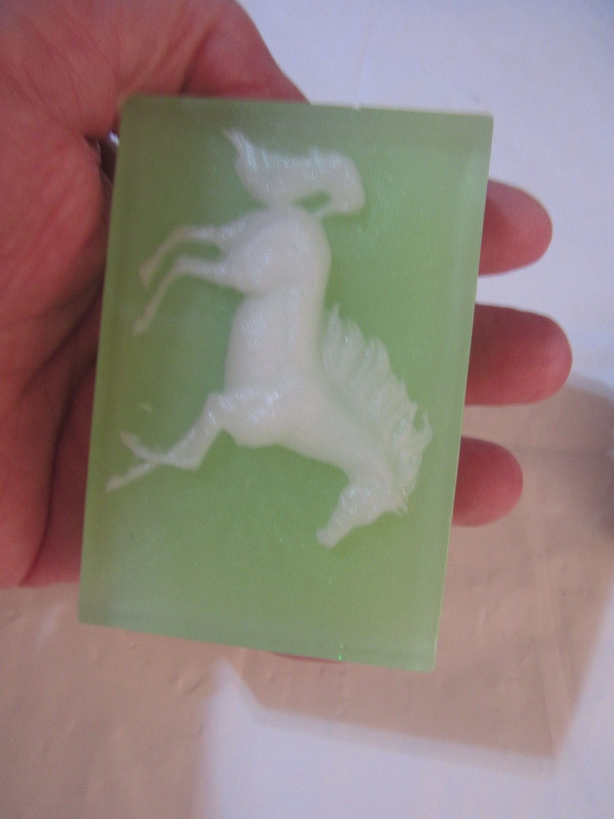 glycerin soaps Handcrafted white horse with green background scent “Open Range”