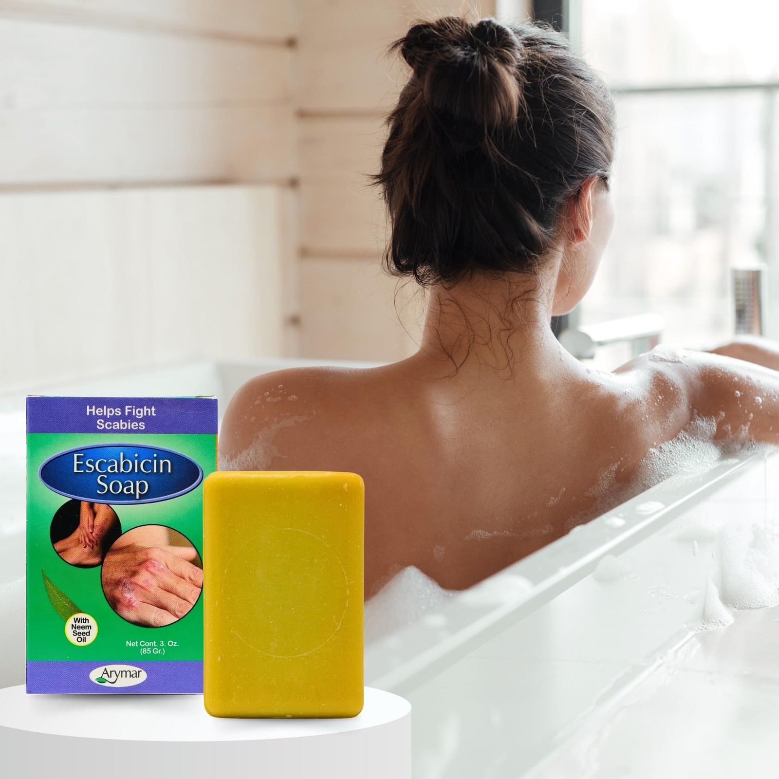 Escabicin Sulfur Soap Bar with Neem Oil: 3 oz Deep Cleansing Formula for Oily…
