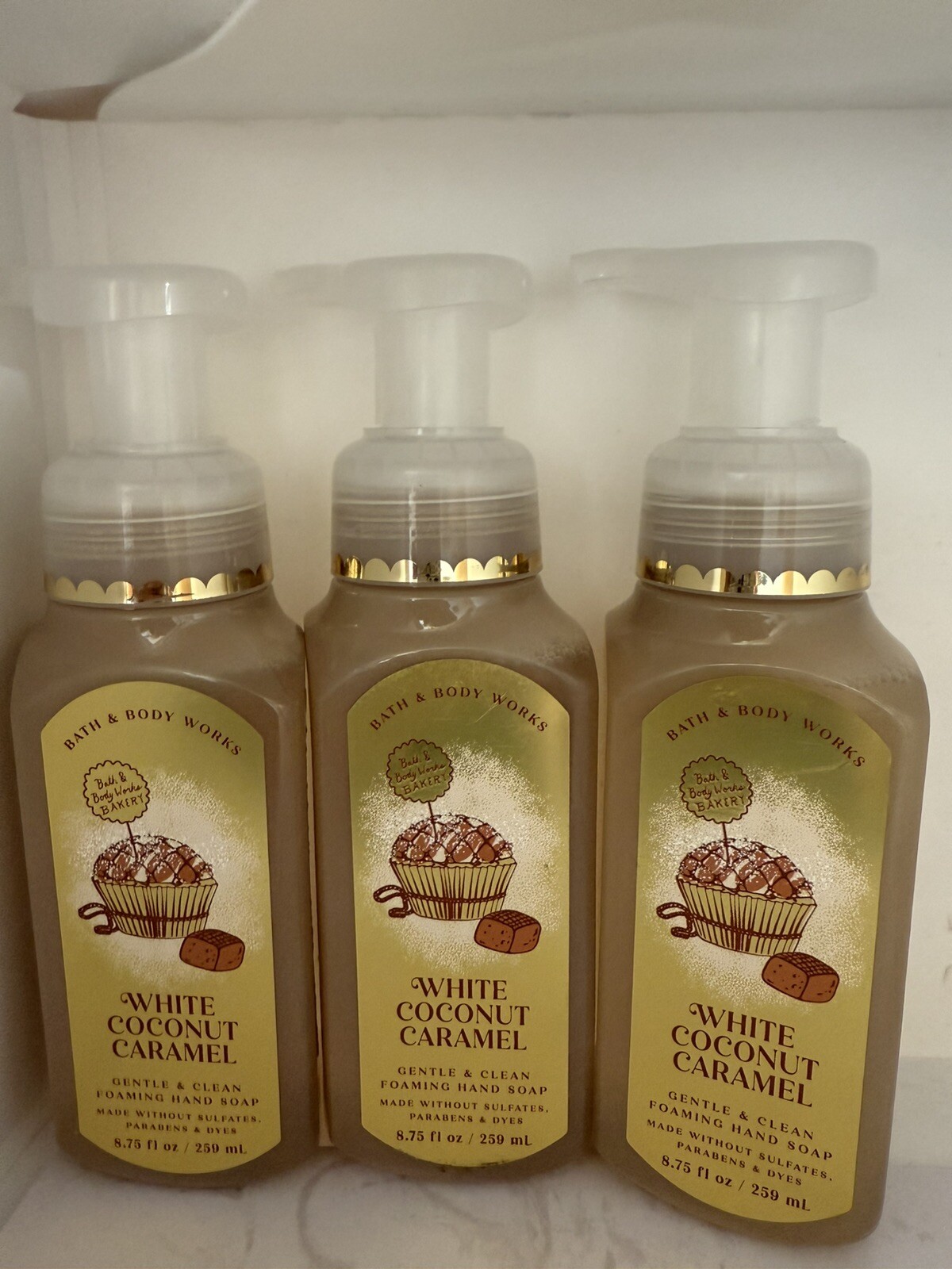 3 New WHITE COCONUT 🥥 CARAMEL BATH & BODY WORKS GENTLE FOAMING HAND SOAP