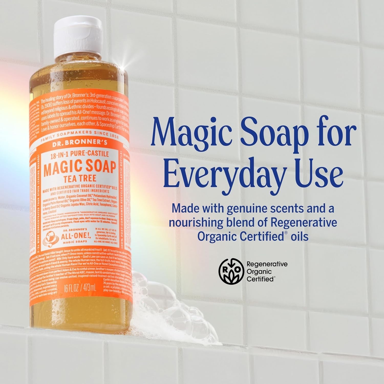 Pure-Castile Magic Soap Liquid Tea Tree, 8 Ounce – Made with Regenerative Org…
