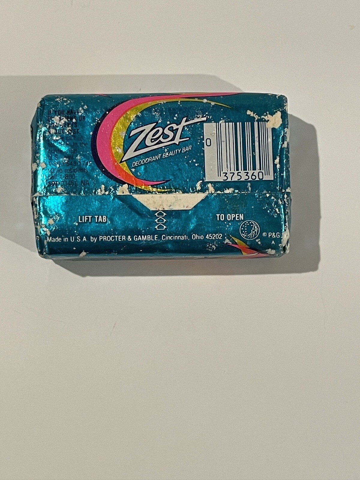 Vintage 80s Aqua ZEST Deodorant Beauty Bar 3.75 oz Soap New Metallic Wrap