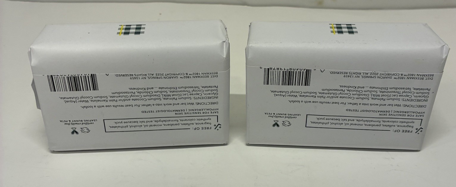 BEEKMAN 1802 Pure Goat Milk 9 oz Bar Soap Set of 2 Fragrance Free NEW
