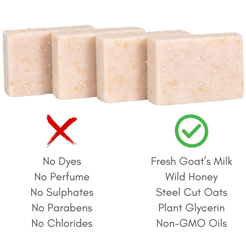 Oatmeal Soap Bar for Itchy Skin & Eczema 4.4 Ounce (Pack of 4), Moisturizing
