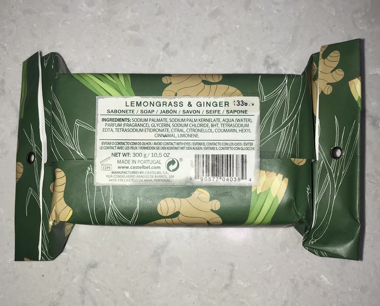 Castelbel Luxury Bath Bar Soap Lemongrass & Ginger Scented 10.5oz Porto Edition