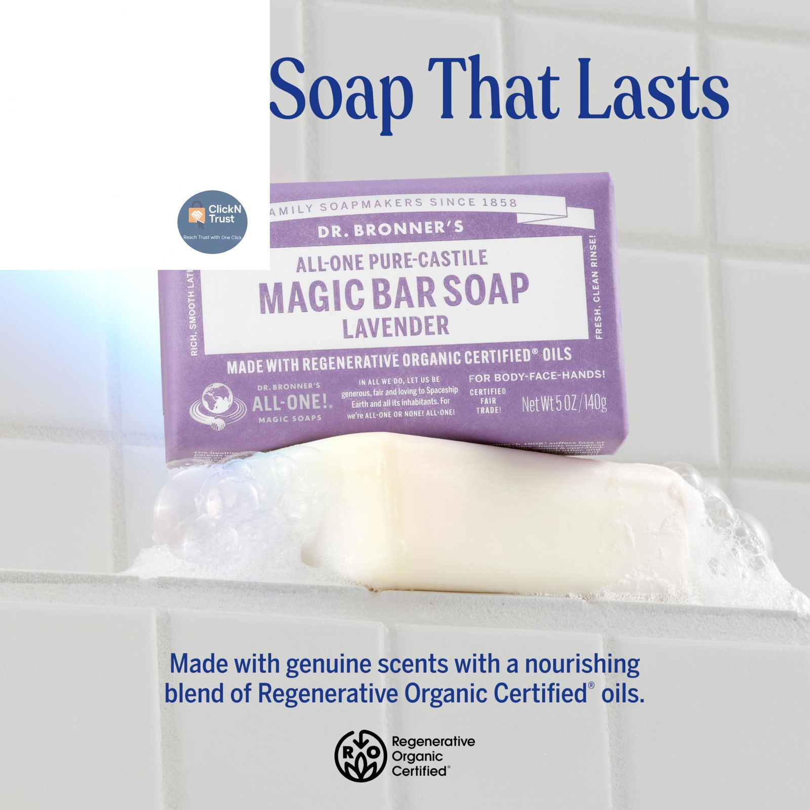 Dr. Bronner’s Pure-Castile Magic Bar Soap – Made 5 Ounce (Pack of 2), PURPLE