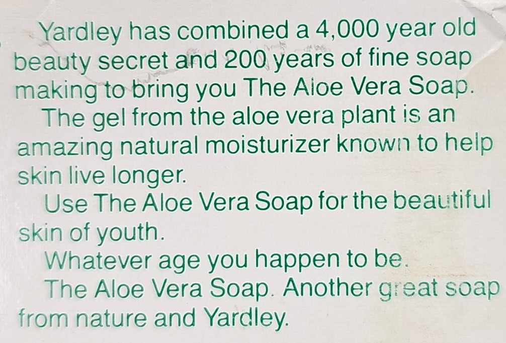 Vtg. YARDLEY of London © 1979 Aloe Vera Soap 4.25oz Bar