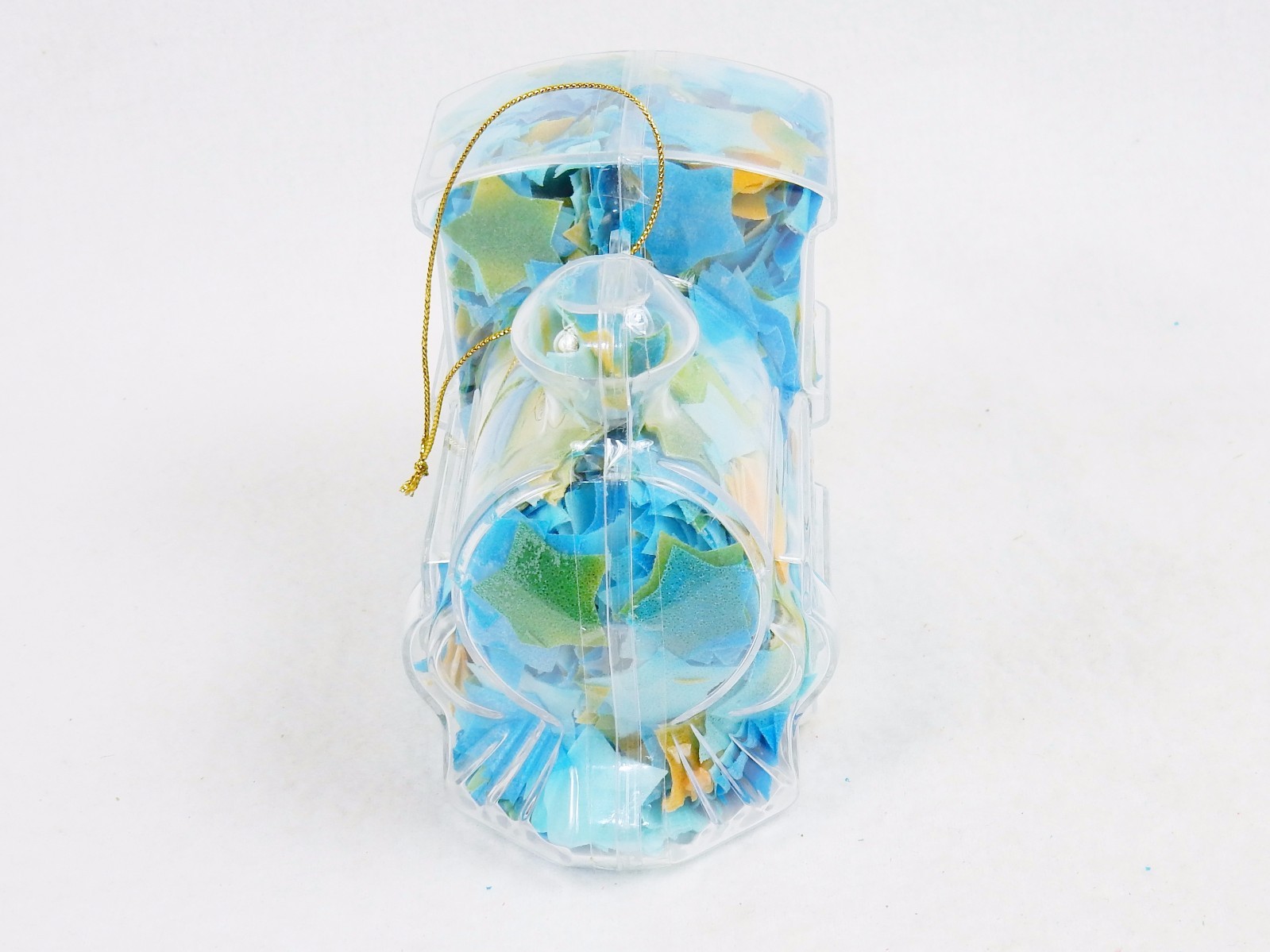 Toy Train Shape Bath Soap Ornament w/Colorful Confetti, Light Floral Scented