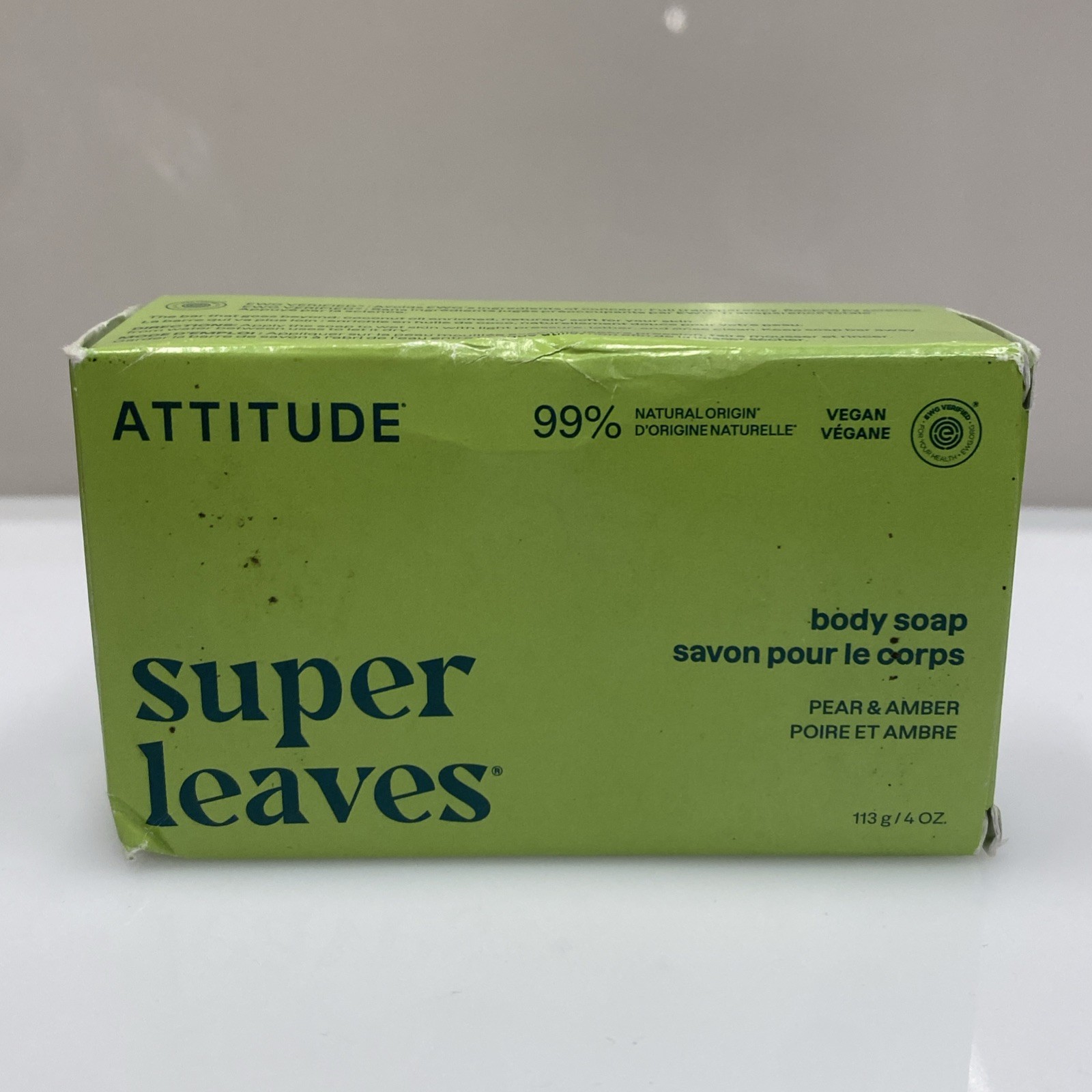 Super Leaves Attitude Body Soap Bar 4 oz Pear & Amber Scent