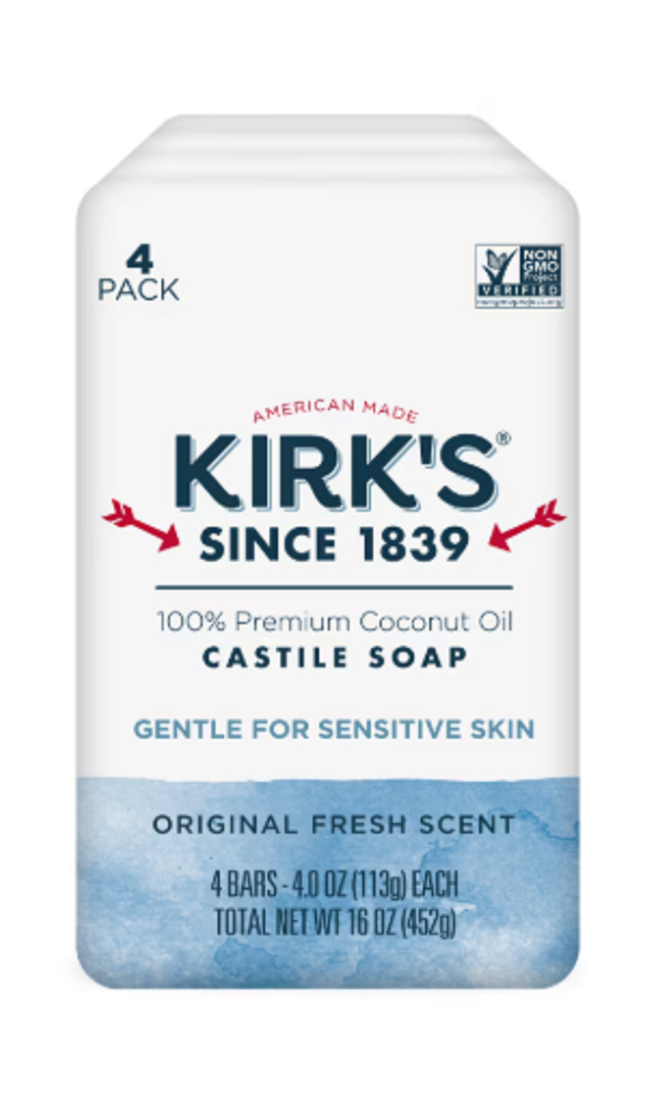 Kirk’s Castile Bar Soap – Made With Premium Coconut Oil, Original Fresh Scent, 4