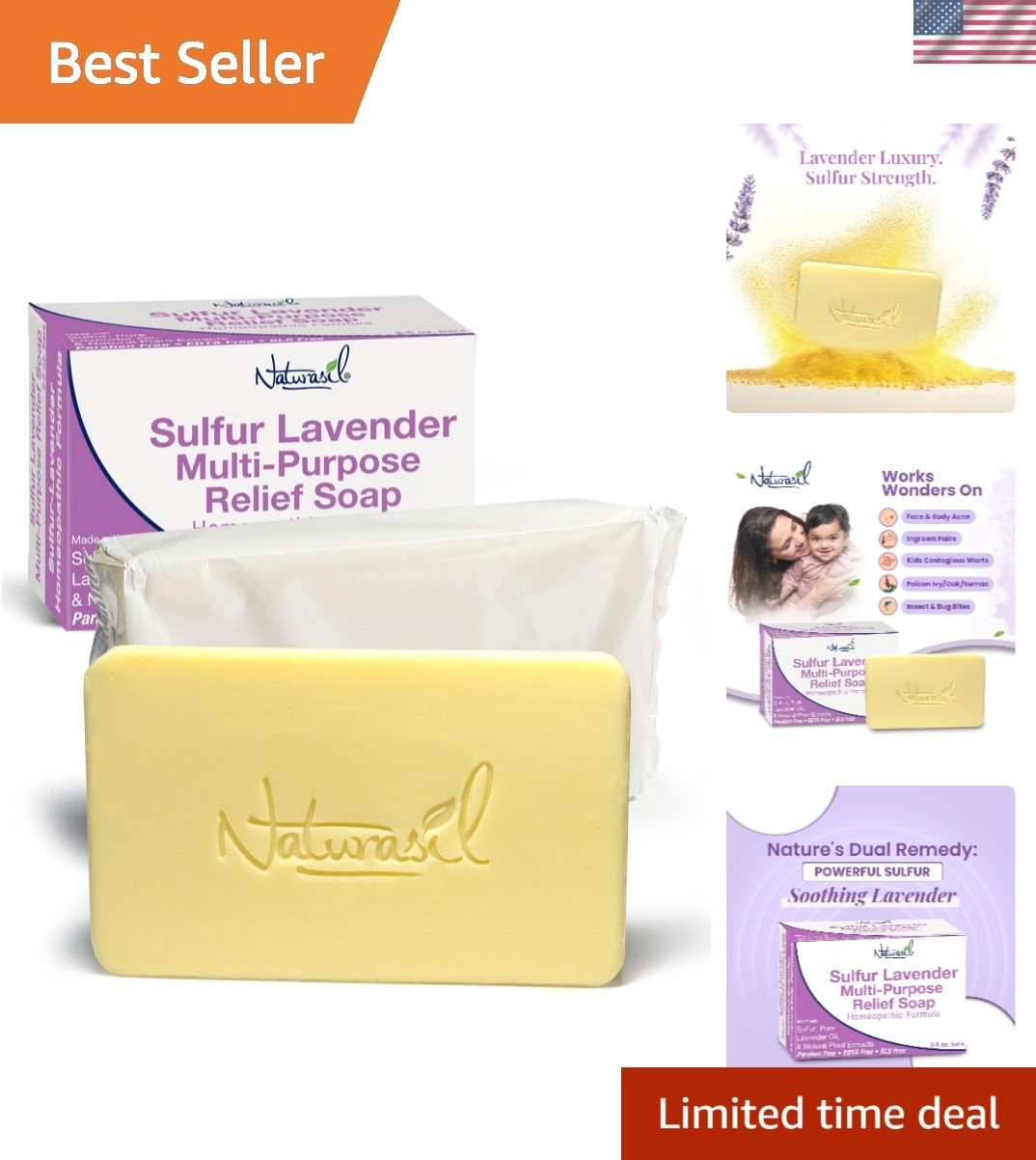 Max-Strength Sulfur Soap with Pure Lavender – Natural Relief for All Skin