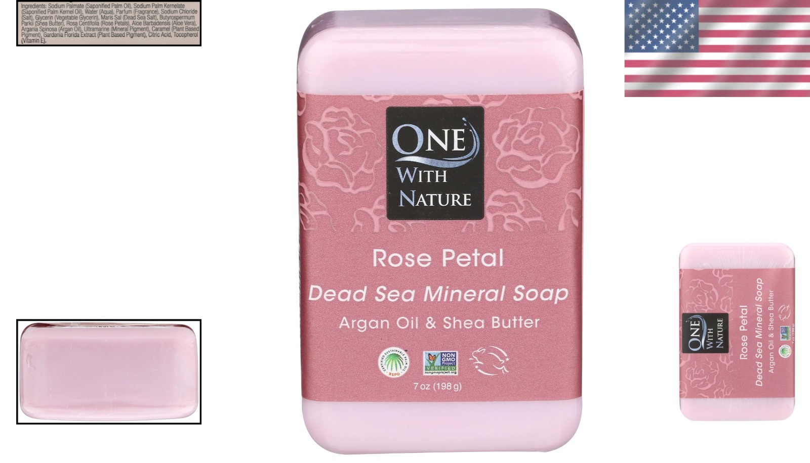 Natural Argan Oil Rose Petal Soap Bar – 7oz Exfoliant for Silky Smooth Skin