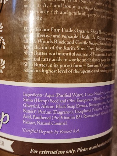Dr. Woods Organic Shea Butter Pure Black Castile Soap 32 oz Liquid