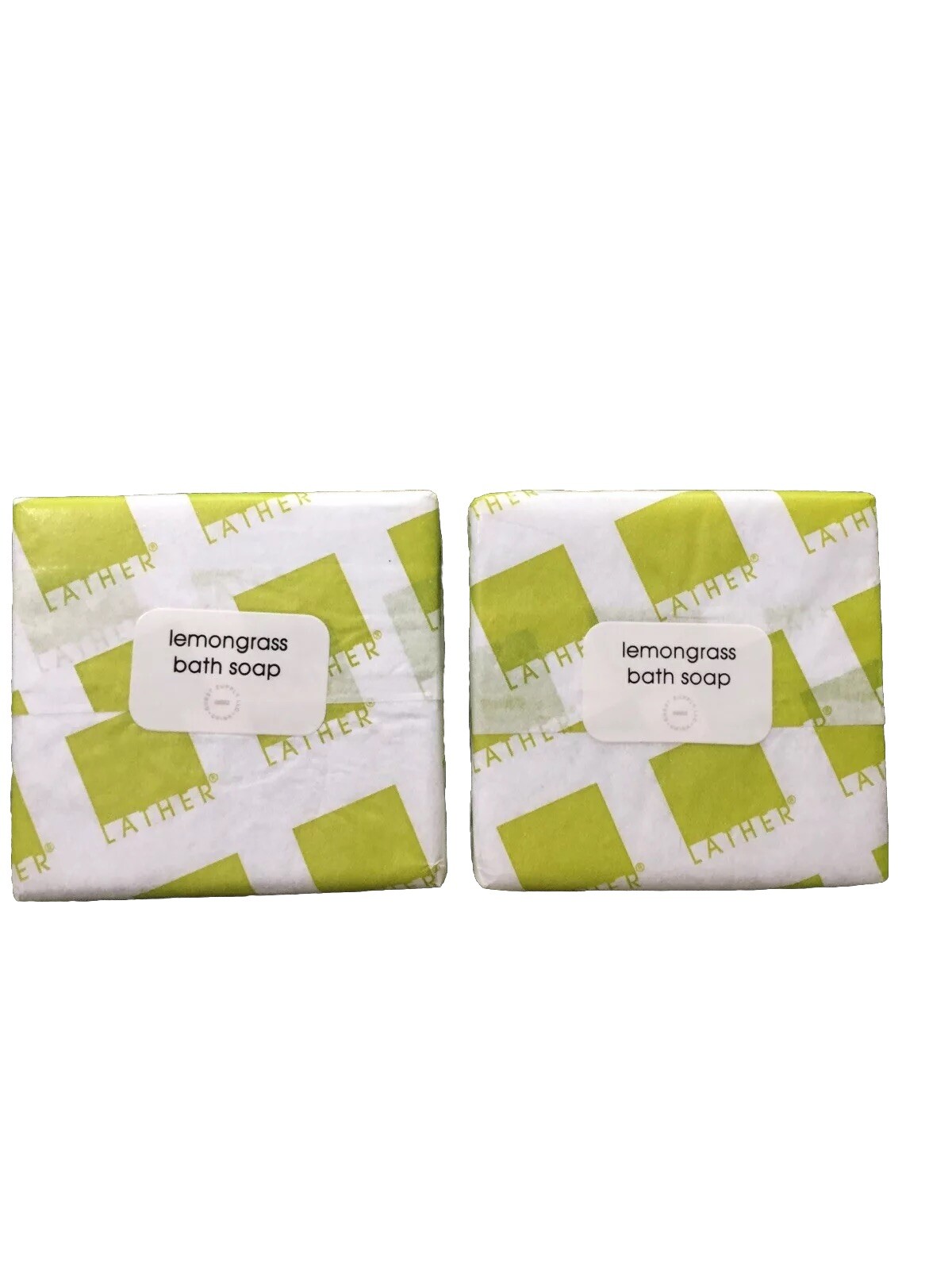 LATHER BRAND LEMONGRASS BATH SOAP (2) 2 OUNCE SQUARE BARS SHIPS TOMORROW