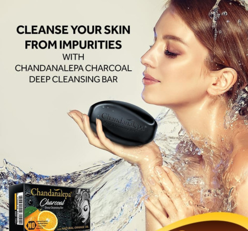 Chandanalepa Charcoal Herbal Soap Ayurveda 100% Natural Oil Beauty Bar Body