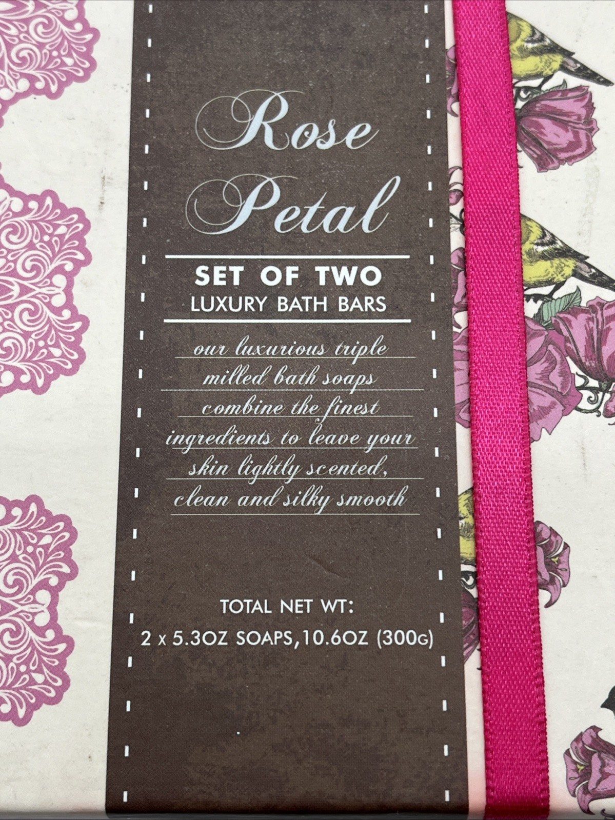 2 Rose Petal Scented Luxury Bath Bars 5.3 Oz Each 10.6 Oz Total