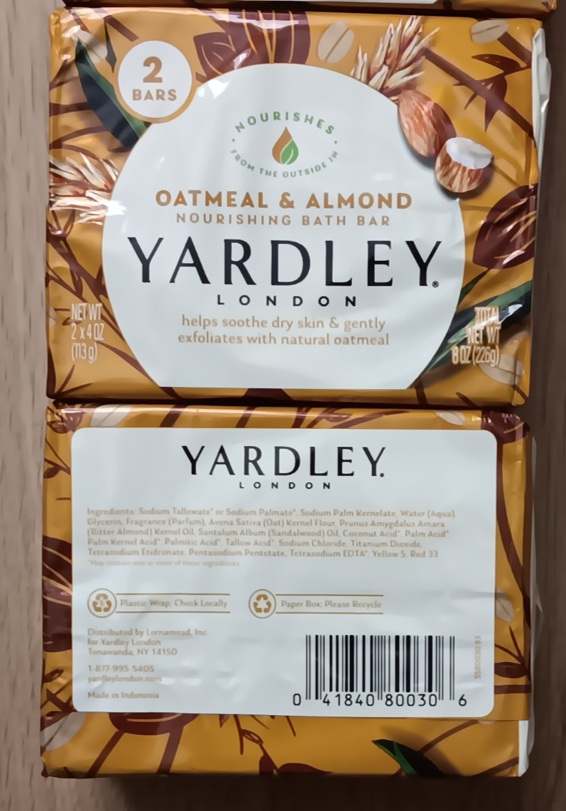 Yardley London Oatmeal & Almond Naturally Moisturizing Bath Bar Soap Lot Gentle