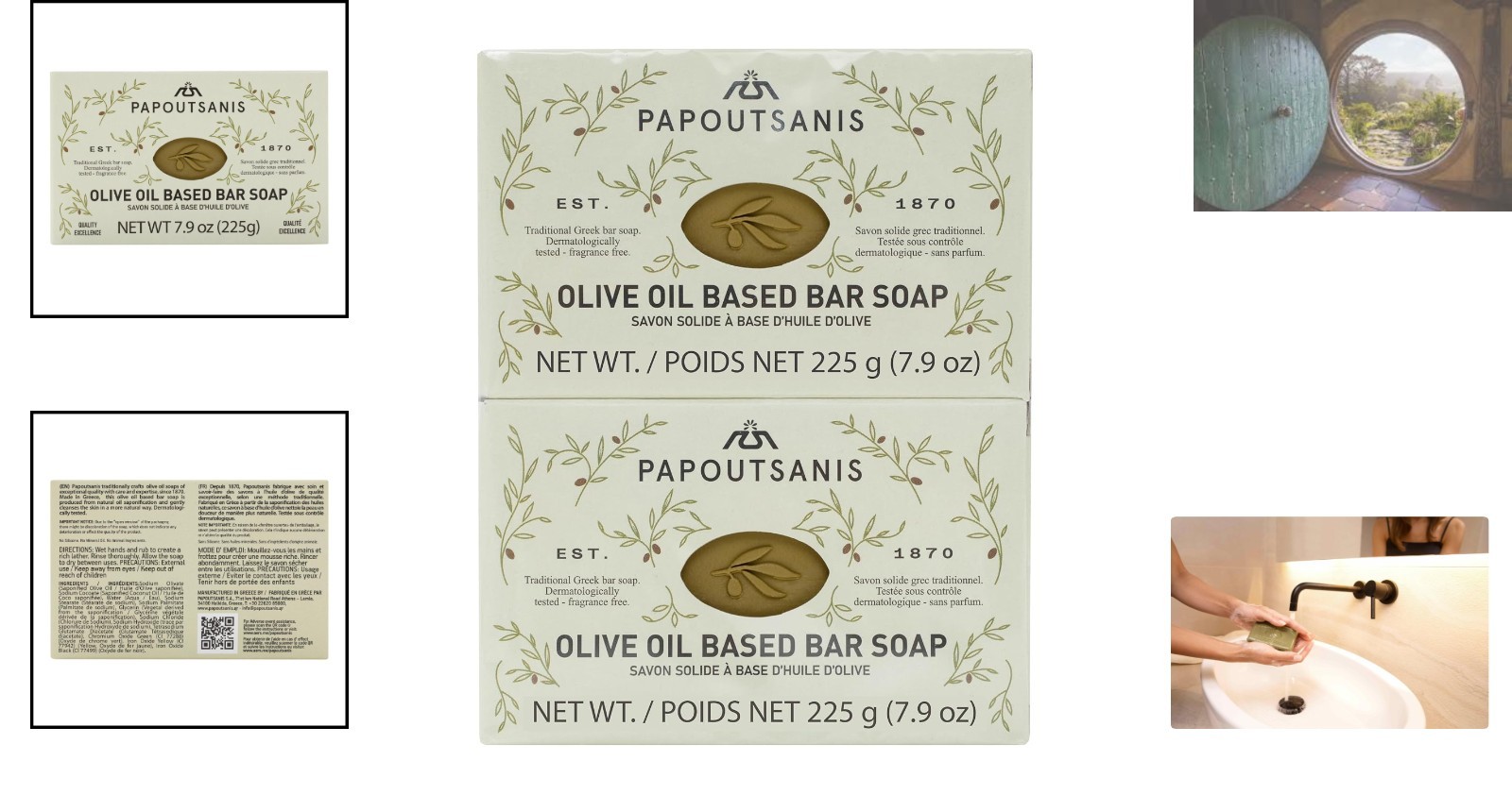 Creamy Lather Soap Bars – Greek Olive Oil & Coconut Oil, 7.9oz, 4-Pack