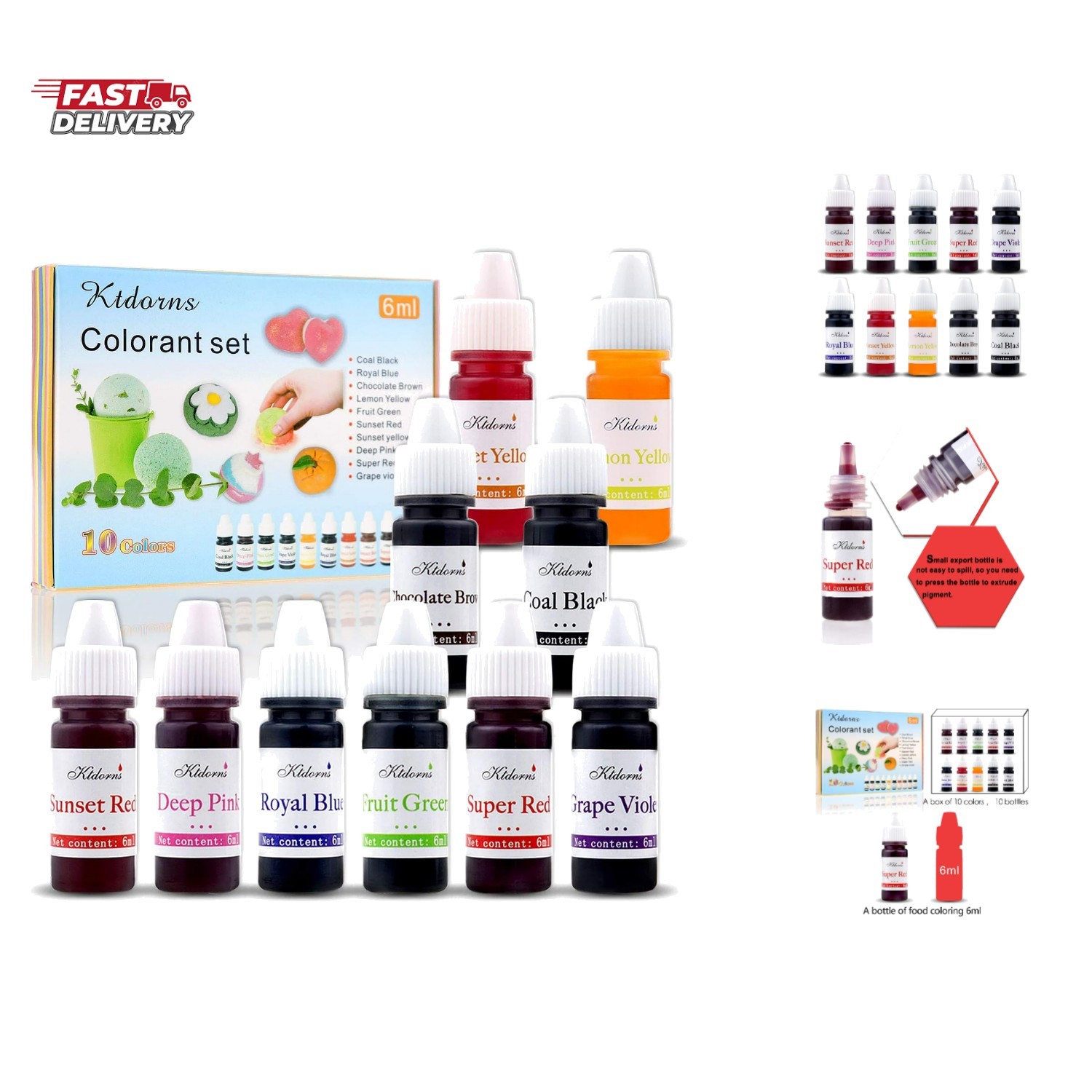 Soap Dye Soap Making Set – 10 Liquid Colors for Soap Coloring,Coal Black, Roy…