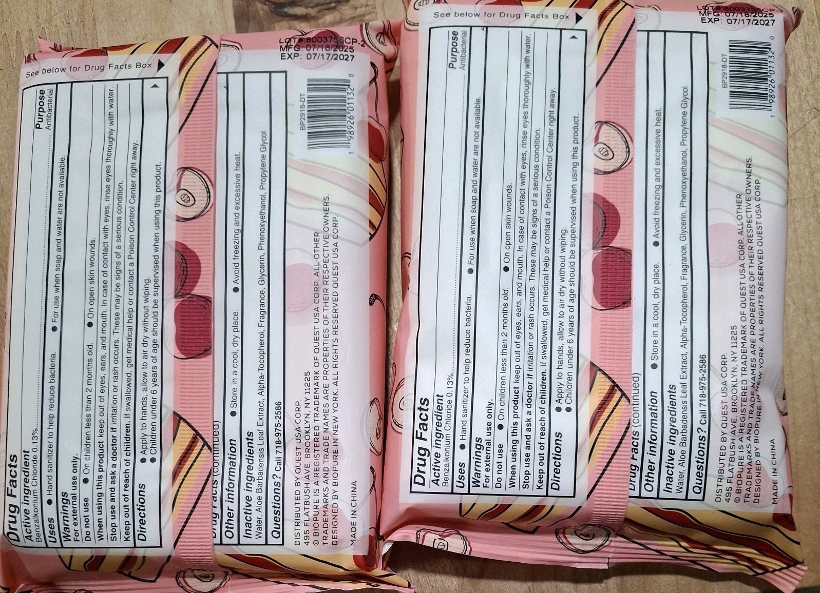 BIOPURE 2 Pack Anti-Bacterial Hand Wipes CHERRY PIE 80 Count NEW USA Ship