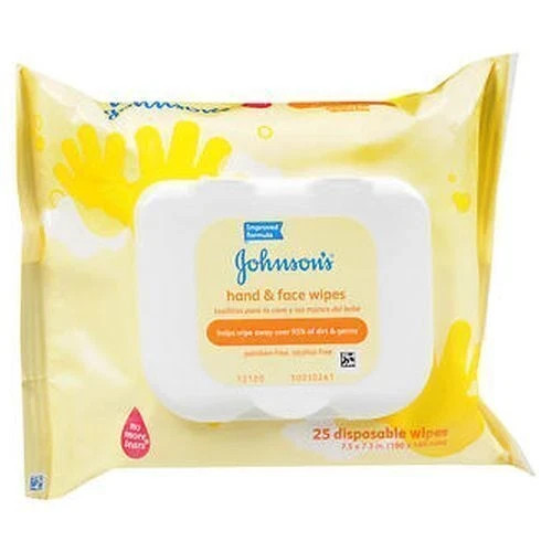 2 packs 25 ct JOHNSON’S Hand & Face Wipes paraben-free alcohol-free JS1bx