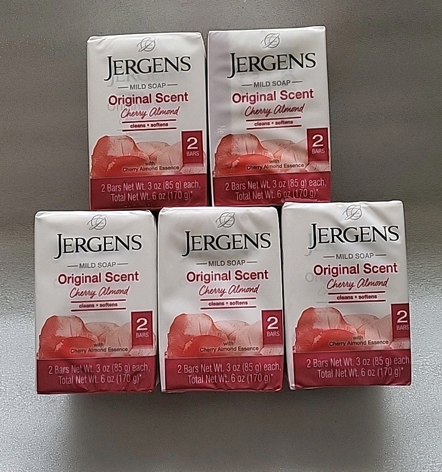 JERGENS MILD SOAP Original Scent Cherry Almond 5 Two packs 10 Total Bars 3 OZ ea