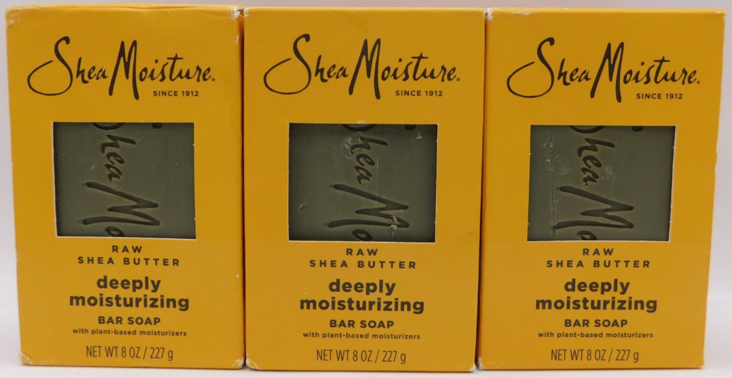 3PK Shea Moisture Raw Shea Butter Deeply Moisturizing Bar Soap 8oz EACH New