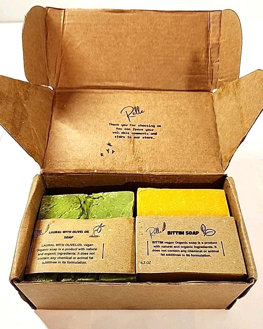 Relle Cosmetics Handmade Vegan All Natural Bar Soaps 4.5 oz Variety 4 Pack NIB