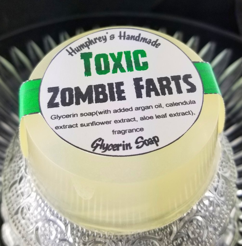 TOXIC ZOMBIE FARTS Halloween Soap, Glow in the Dark Glycerin Argan Oil Vanilla