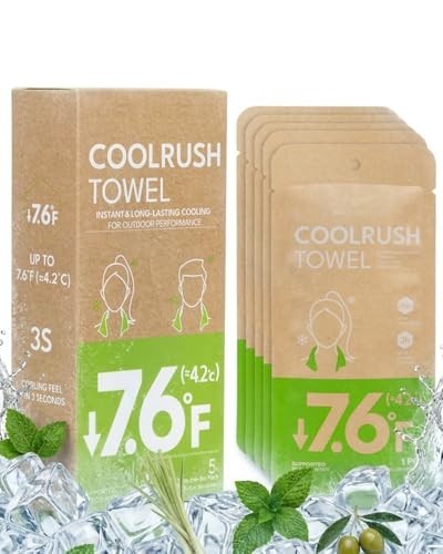 Cooling Towel 5 Pack Mint Extract Instant 3 Second Reusable for Running Cycling