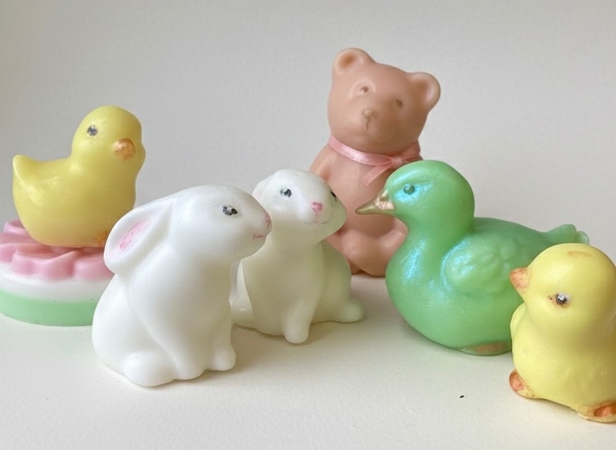 Decorative springtime soap set: 4 chicks and 2 bunnies, 2” and 2.5”