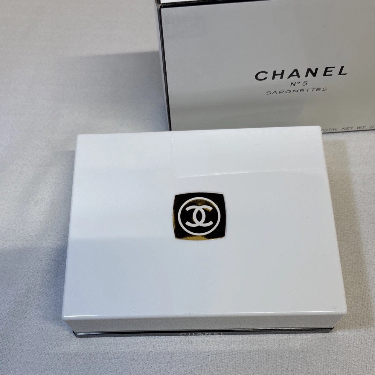 VTG Chanel No 5 Saponettes 8 Count Guest Soap Bar w/ Box 1oz Bars NOS Classic