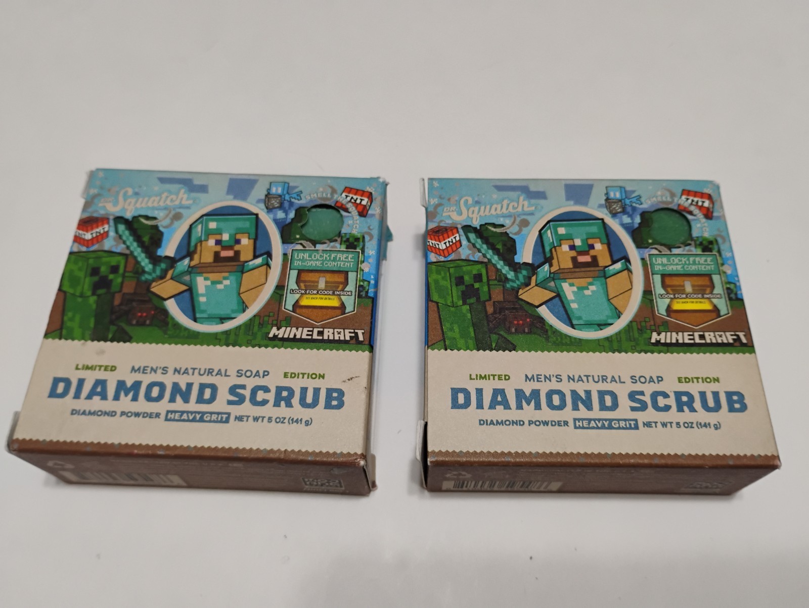 Dr. Squatch Minecraft Natural Soap Diamond Scrub Limited Edition LOT of 2 NEW