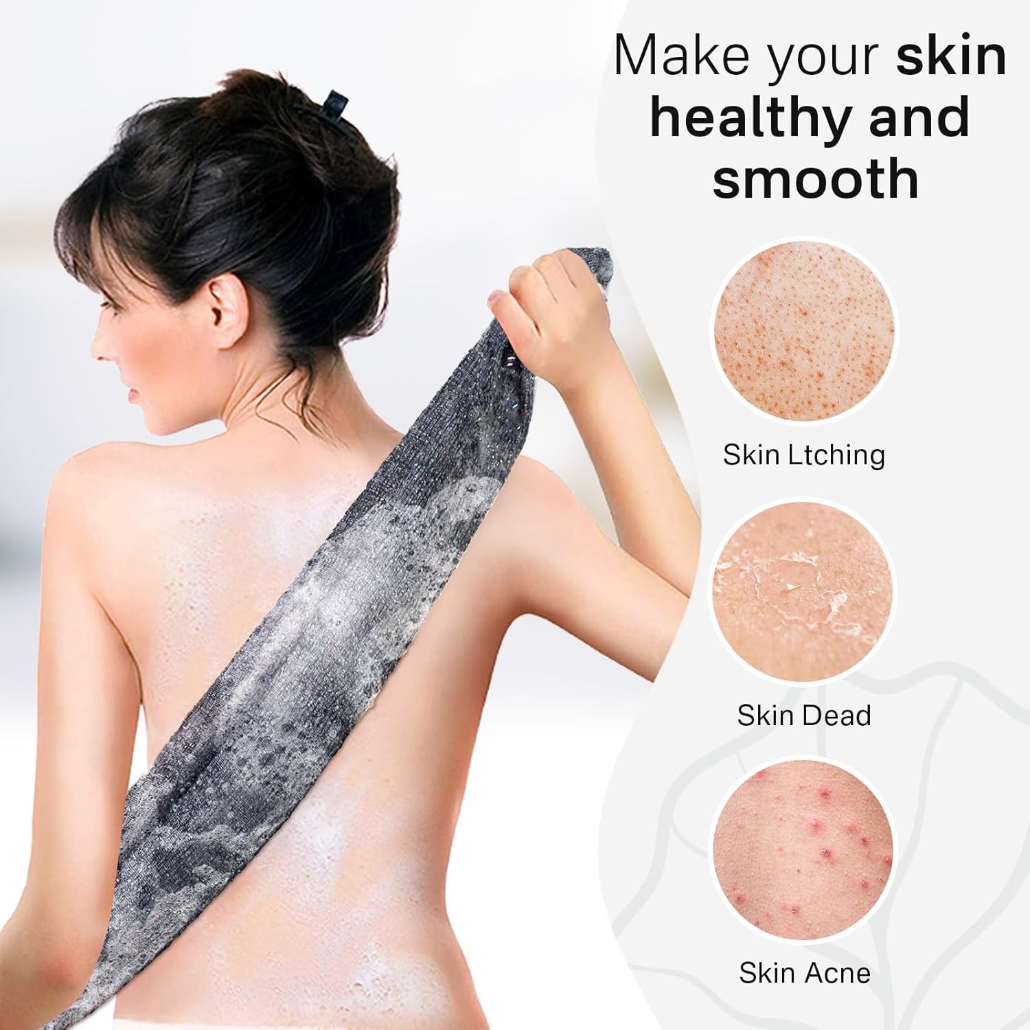 Yiclick Exfoliating Washcloth Towel【3 Pack】- Body Scrubber Black