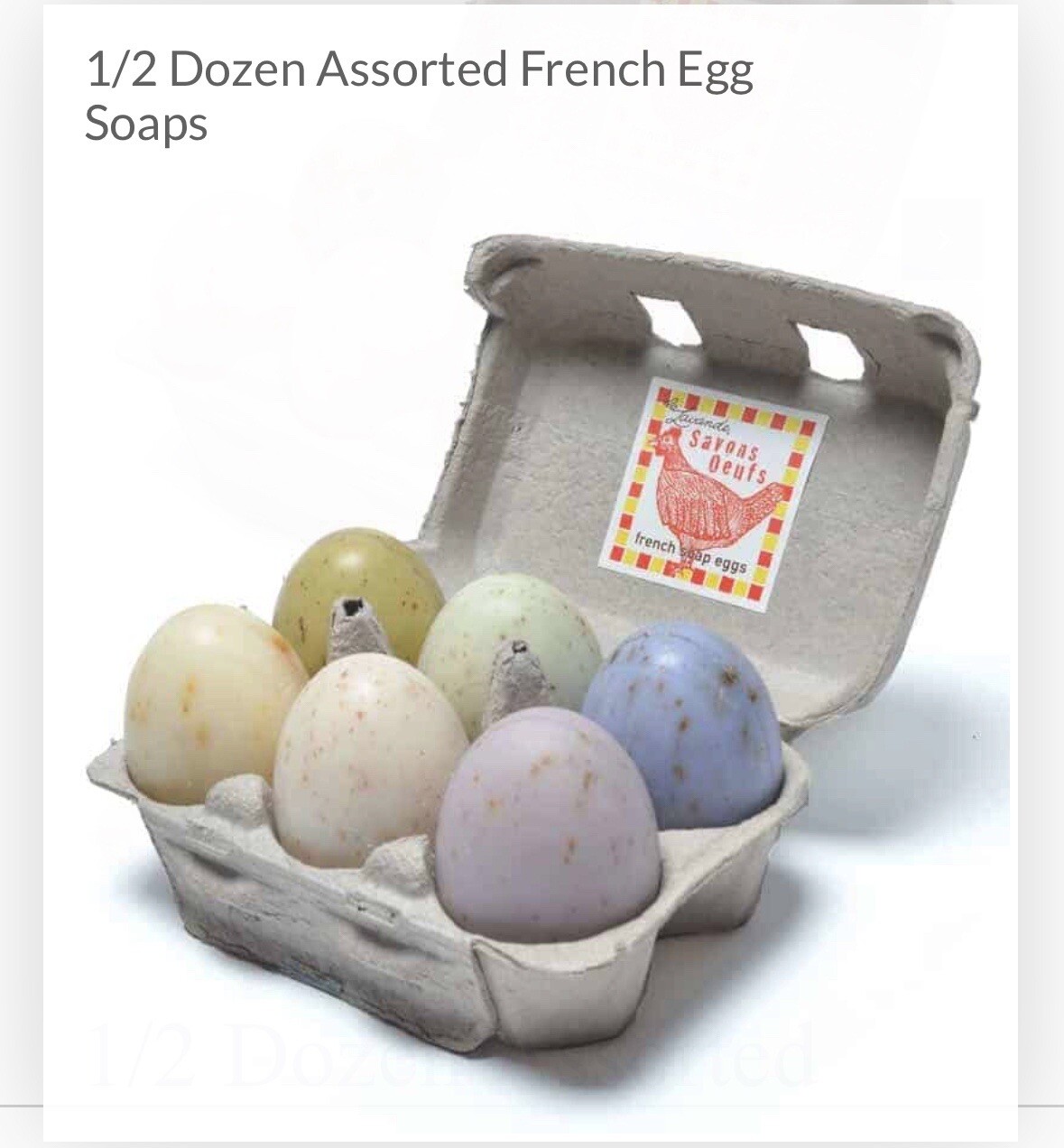 La Lavande Egg Carton with 6 Assorted French Egg Soaps