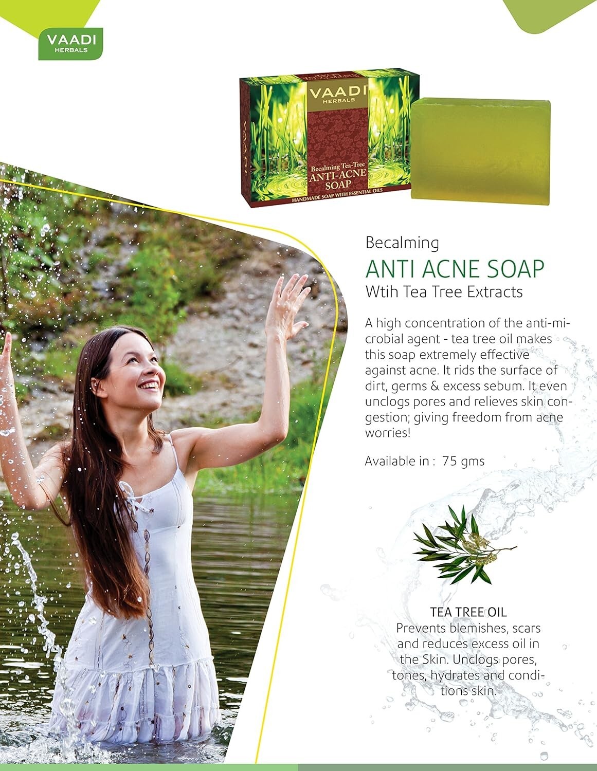 Tea Tree Oil Bath Bar Soap, ALL Natural – Each 2.65 Oz, Pack of 6 (16 Ounces)
