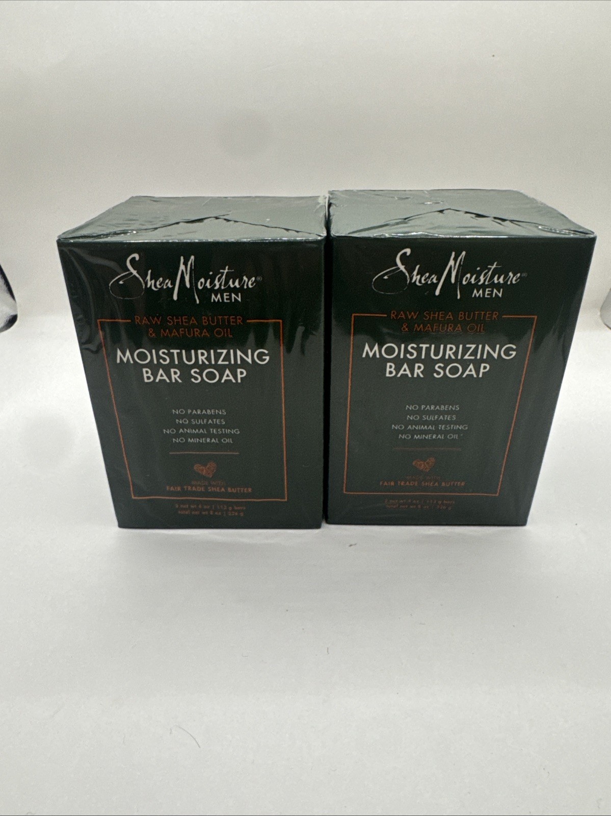 Lot (2) Shea Moisture Men Shea Butter & Mafura Oil Moisturizing 2 Bar Soap Each