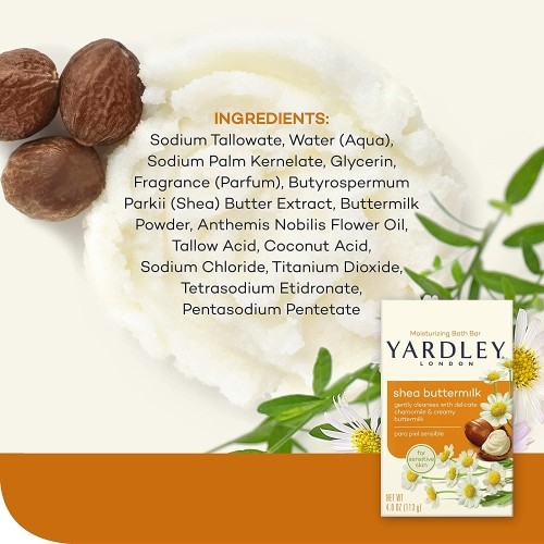7 Pack Yardley London Soap Bars Sensitive Skin Shea Buttermilk 4 Oz Each