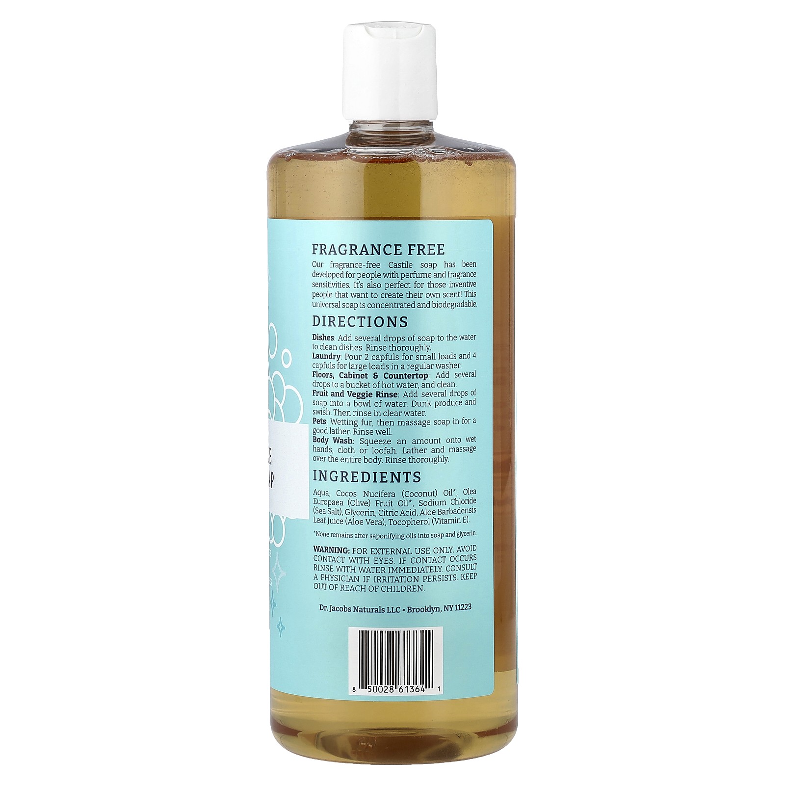 Plant-Based Pure Castile All-In-1 Soap, Fragrance Free, 32 oz (946 ml)