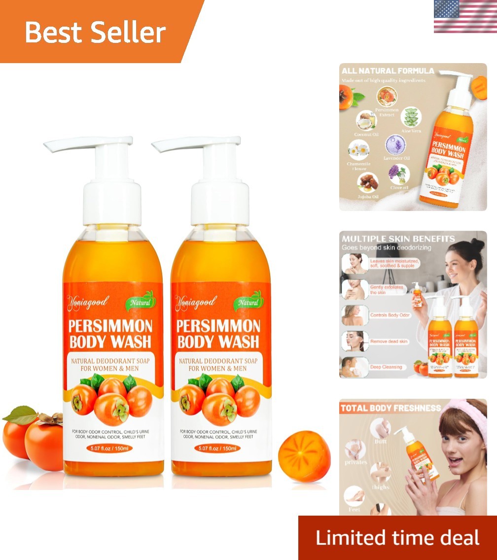 2 PCS Persimmon Body Wash for Strong Odor Control, Natural Persimmon Soap Bar Ol